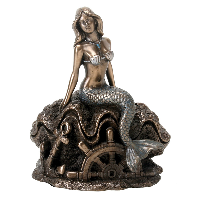Shitet dekorim i jashtem skulpturë shatërvani sirene me bronz
