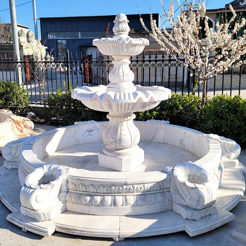 3 Tiered Outdoor Marble Fountain 01