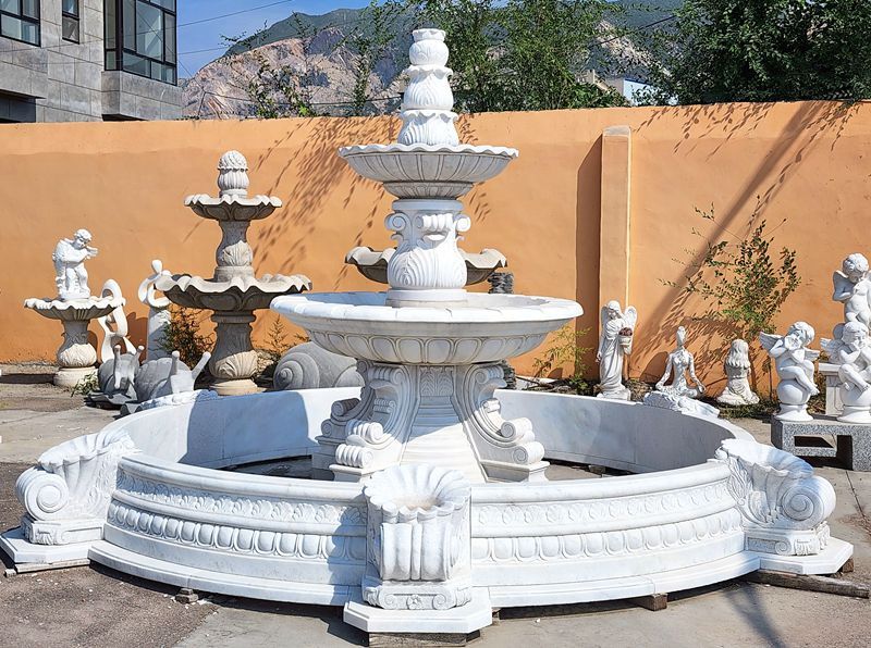 3 Tiered Outdoor Marble Fountain 07