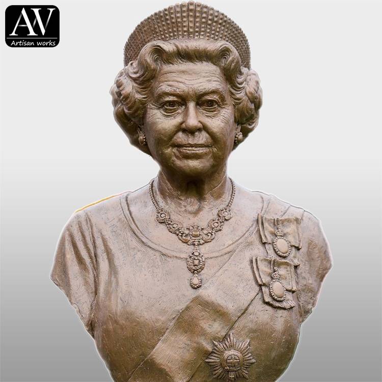 Elizabeth II Bronze Buste Statue