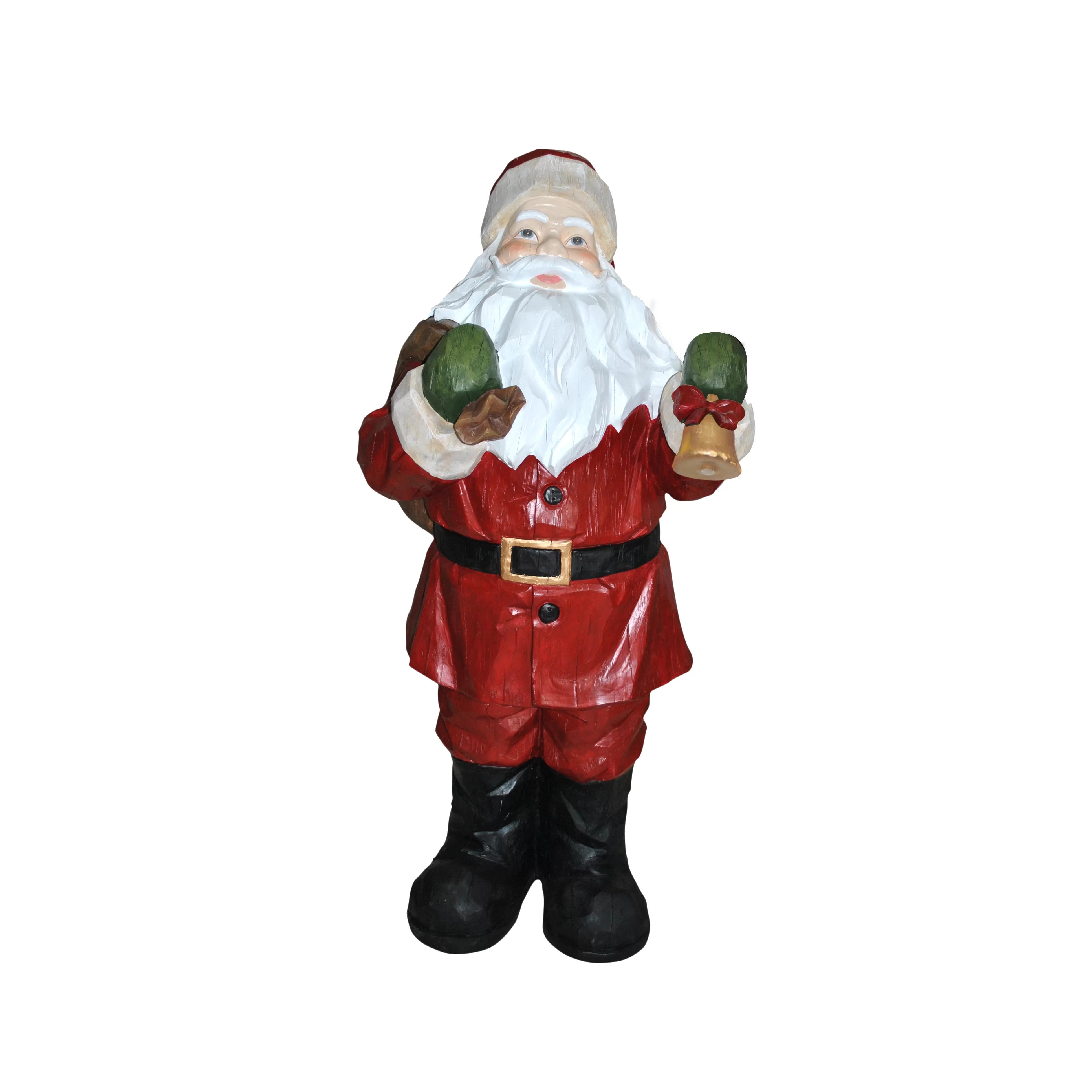 Resin Material Skulptur Chrëschtdekoratioun Liewen-Gréisst Outdoor Santa Statue am Verkaf