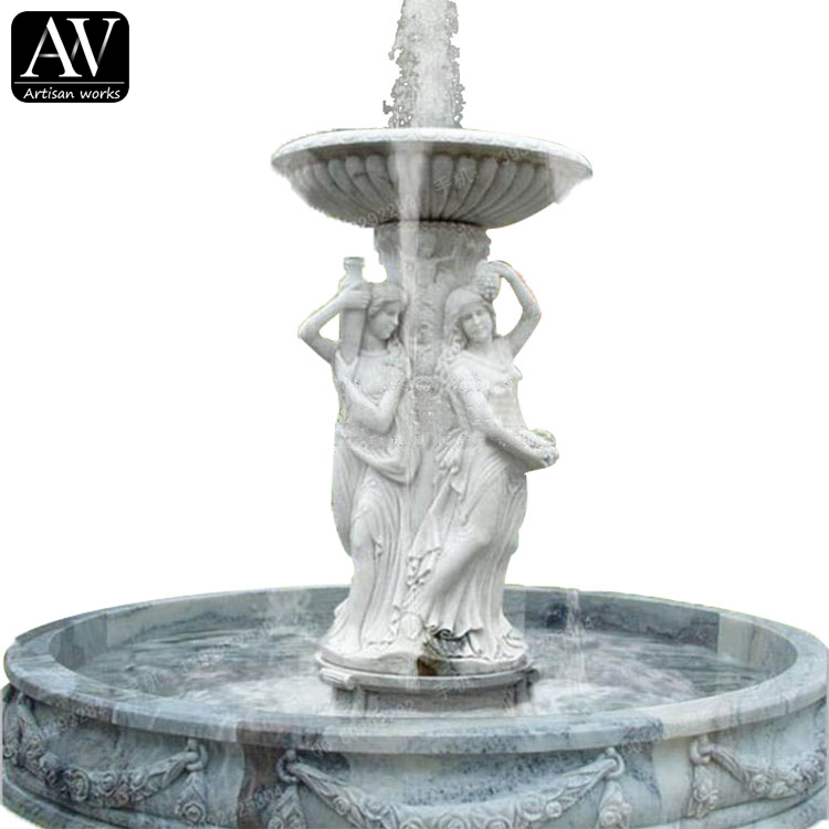 Hot selling decoration stone garden products water marble cherub fountain