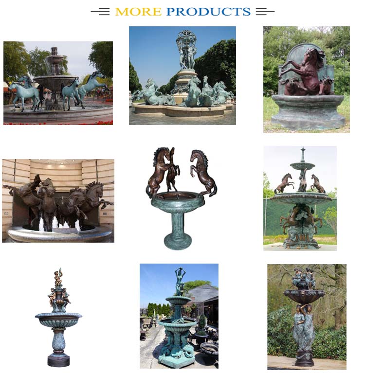 Big metal bronze Indoor Outdoor Garden Square Marble Waterfall Water Fountains for Statue