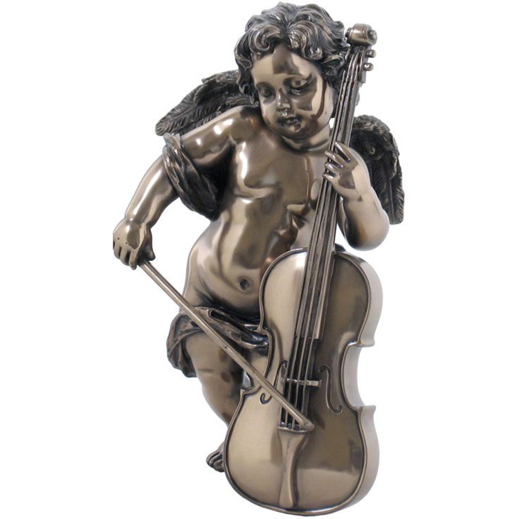 Kinesisk bronse antikke musiker bevingede engel skulpturer stor dans statue