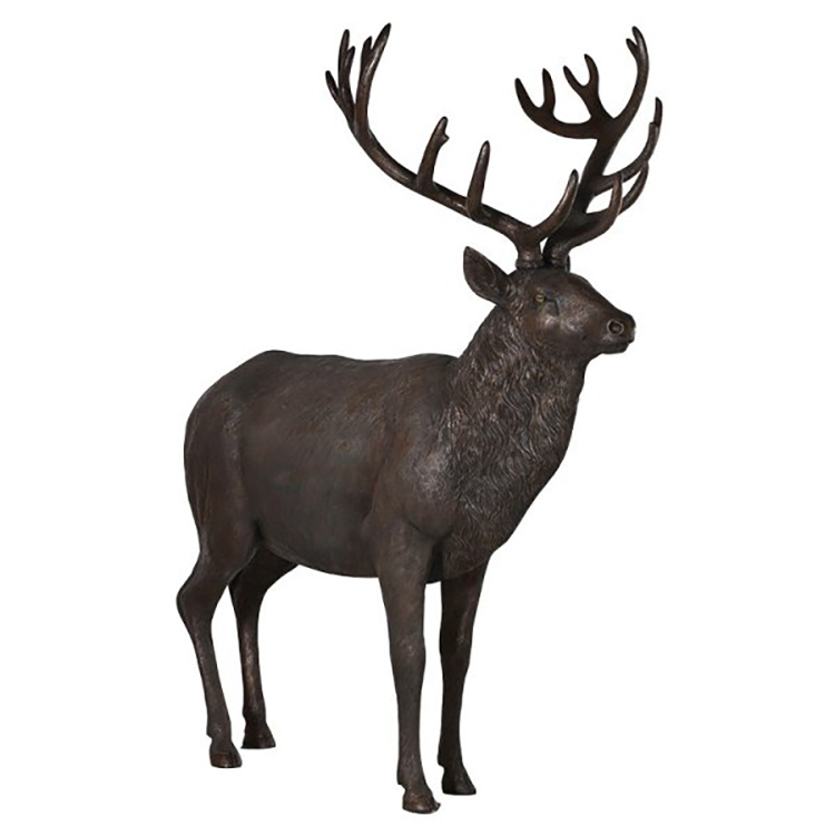 Metal sculpture outdoor large decor modern life-size brass animal reindeer statue