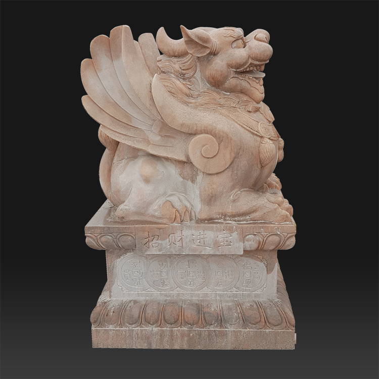 Outdoor garden white with ball stone lion statue for sale