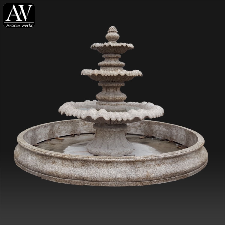 Classical outdoor large stone marble moroccan handmade fish fountain