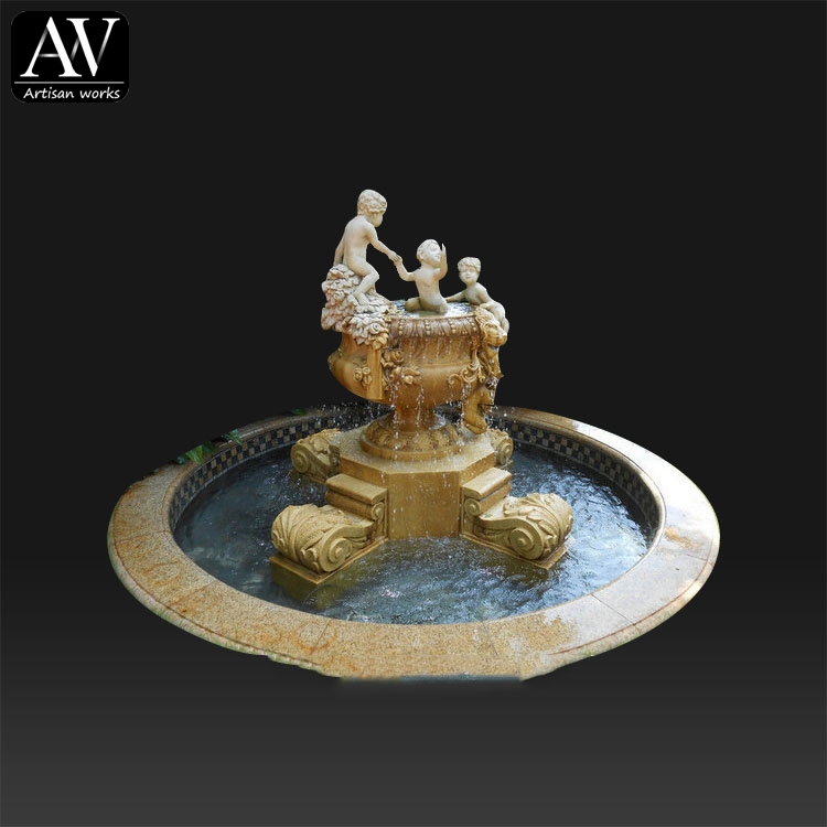 Hot selling decoration stone garden products water marble cherub fountain