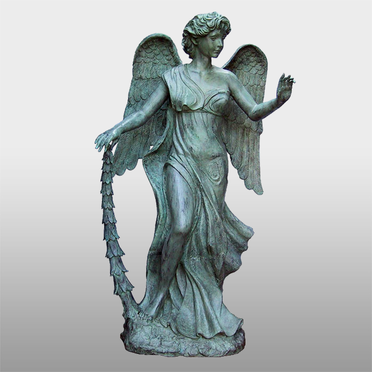 Антикварна лита бронзова статуя ангела в натуральну величину