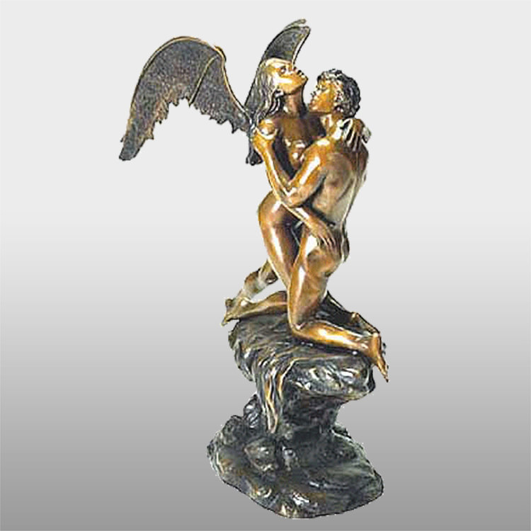 Antieke groot lewensgrootte antieke gegote brons engelbeeld