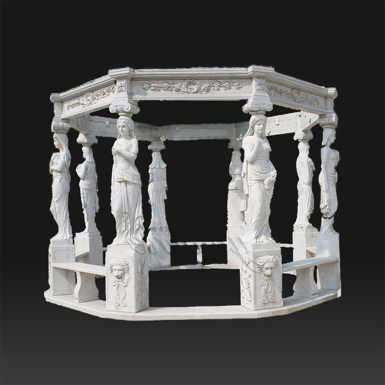 Wholesale European style outdoor garden decoration marble gazebo me metala dome