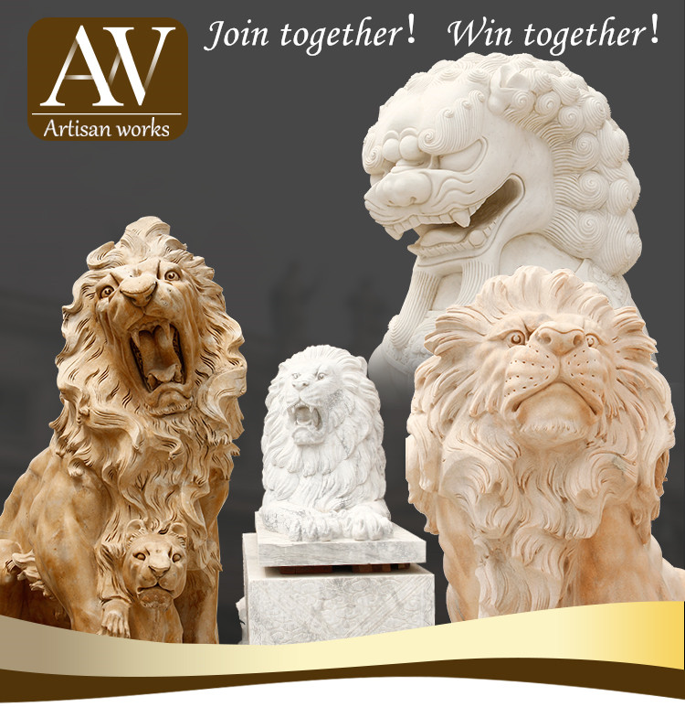 Chinese style white stone marble lion statues for garden