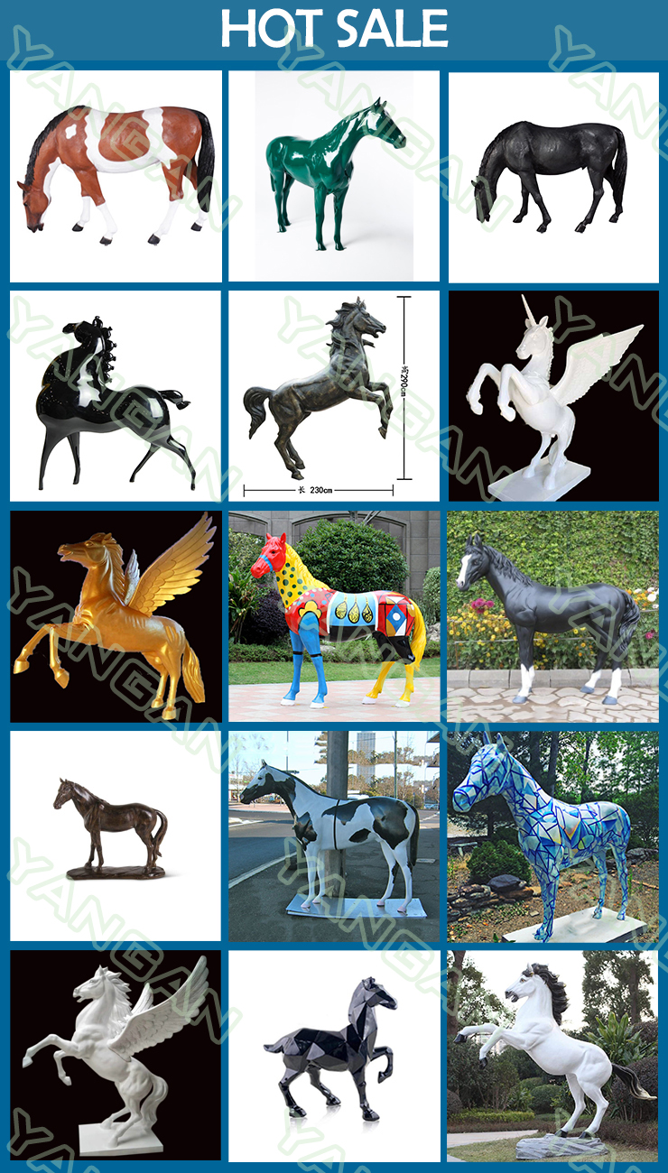 Outdoor Sculpture Custom Resin Animal Statues Life Size Fiberglass Horse Statue